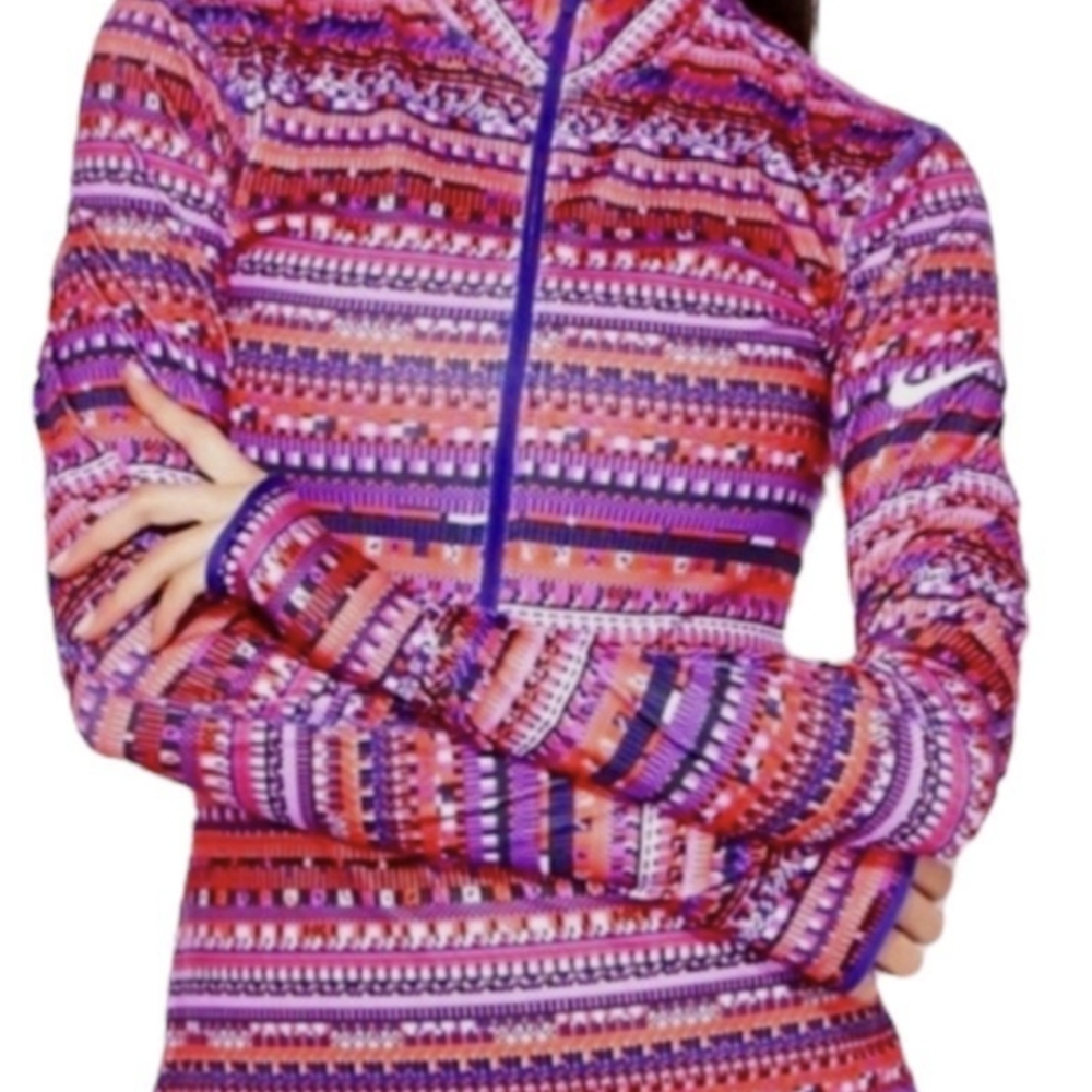 Nike Pink and Purple Patterned Hoodie